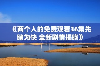 《两个人的免费观看36集先睹为快 全新剧情揭晓》
