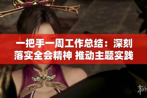 一把手一周工作总结：深刻落实全会精神 推动主题实践深入开展