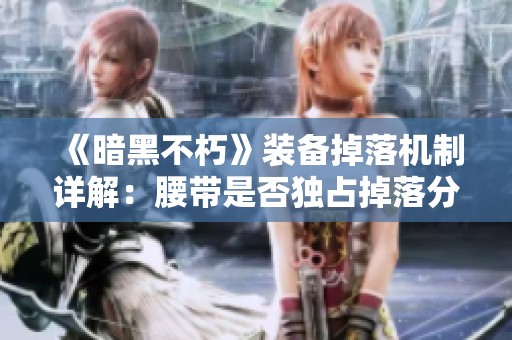 《暗黑不朽》装备掉落机制详解：腰带是否独占掉落分析