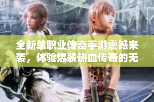 全新单职业传奇手游震撼来袭，体验爆装热血传奇的无限魅力