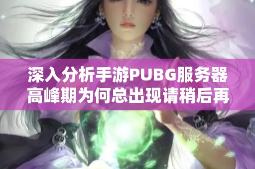 深入分析手游PUBG服务器高峰期为何总出现请稍后再试的提示